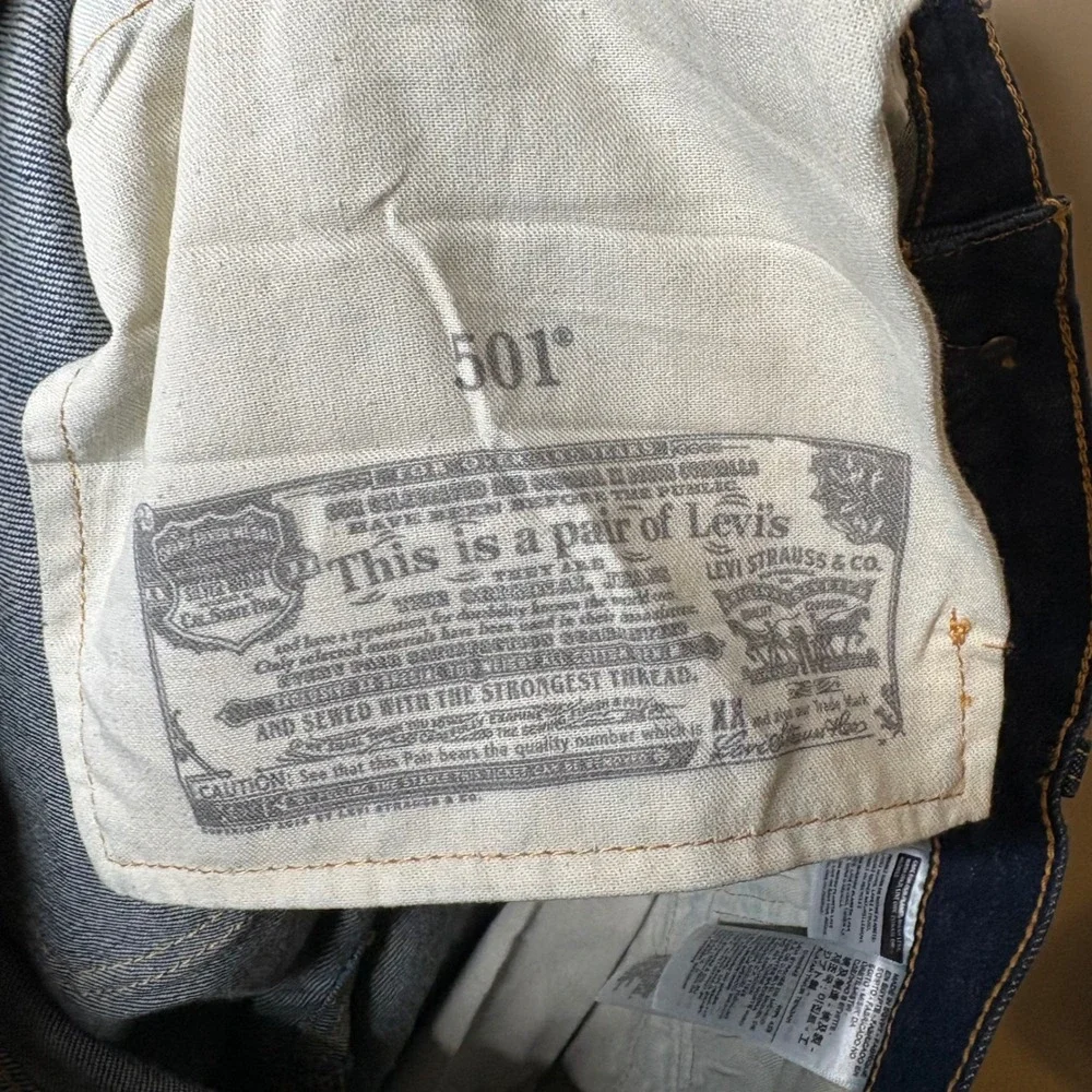Levis 501 Button Fly Original Fit Mens Dark Wash Jeans W40 L30 Classic Workwear